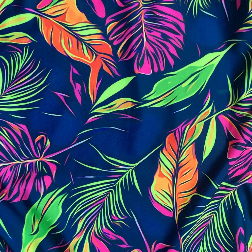 Nicole Miller one piece racerback swimsuit tropical floral and palm print 2X - Picture 6 of 15